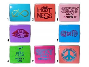3102GLAM Bright Phrases and Infinity Leatherette Wrapped Cigarette Case