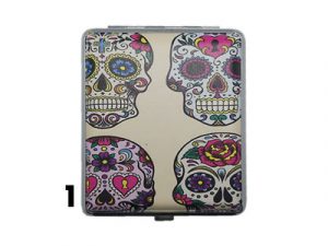 3101L20CSKULL Candy Skull Leatherette Wrapped Cigarette Case