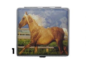 3102L20HORSE Horses Leatherette Wrapped Cigarette Case
