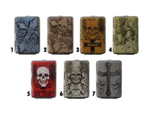 3102SK12 Skull and Cross Leatherette Wrapped Cigarette Case