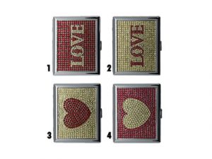 3102ST20L Studded Hearts and Love Metal Cigarette Case